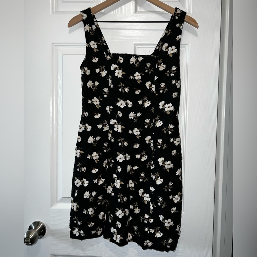 🌼 OLD NAVY Linen-Blend Square Neck Floral Dress; Size XS